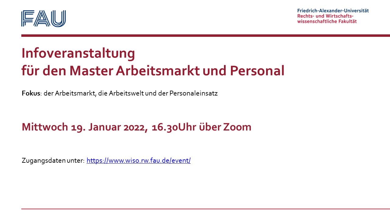 Zum Artikel "Infoveranstaltung zum Master in Arbeitsmarkt und Personal für Bachelorstudierende"